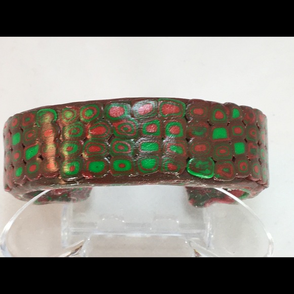 Handmade Polymer Clay Bracelet, Handmade Jewelry, Bangle Bracelet - Picture 3 of 8